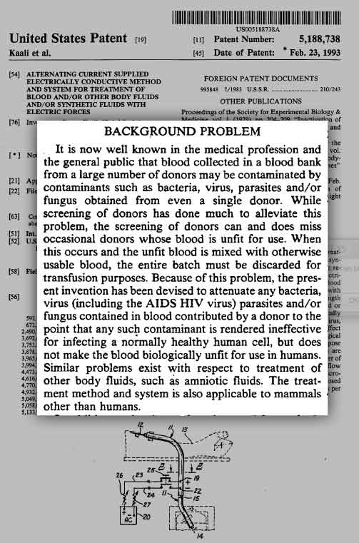 The Dr. Kaali patent for arterial blood electrification. Click on the above image to download the actual patent from Google Patents repository.