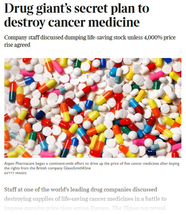 Snapshot of the Time's "Drug giant’s secret plan,,," article.