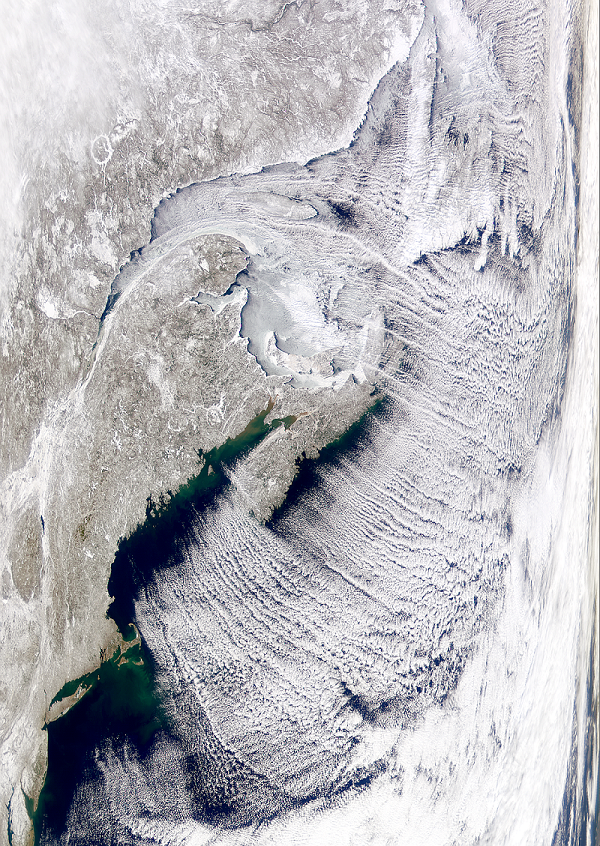 This striking cloud pattern was found over the North Atlantic in this SeaWiFS image.